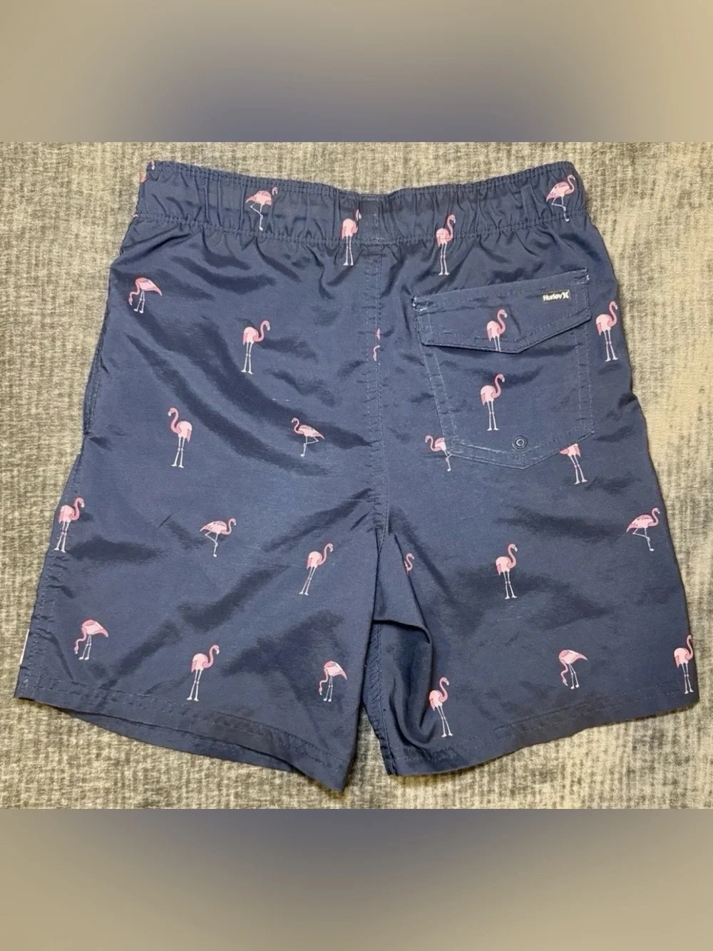 Hurley Kid's Hybrid Flamingo Swim Suit Shorts Blue Size M Medium Lined Pockets